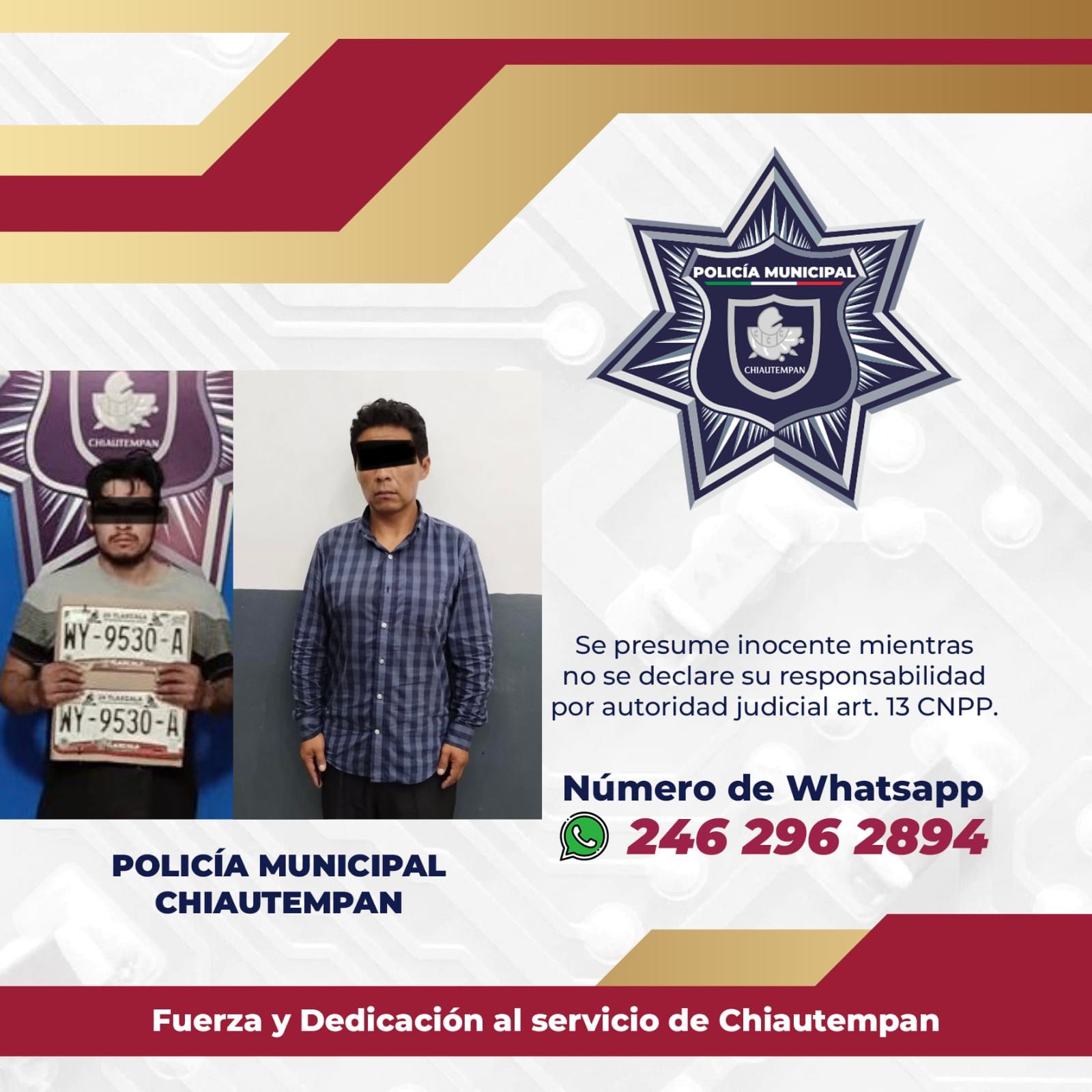 Desarticula policía de Chiautempan a 'Los cuervos', banda dedicada al robo de vehículos